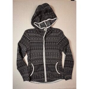 prAna Womens Large Full Zip Hoodie Jacket Geometric Sweater Knit